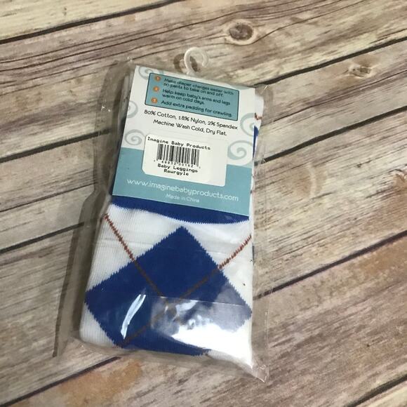 Imagine Baby Leggings Legs Legwarmers Rawrgyle NEW Blue Green Argyle - Picture 4 of 4